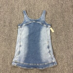 Pilcro Dress Womens L Blue Denim Scoop Neck Tank Shift Zip Pockets Short Casual
